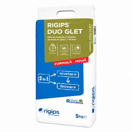 Glet nivelare si finisare Rigips DUO GLET 2-in-1, 1-10 mm, 5 kg